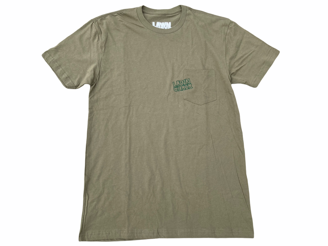 Military Green LC Stacked Off Set Logo Pocket T-Shirt